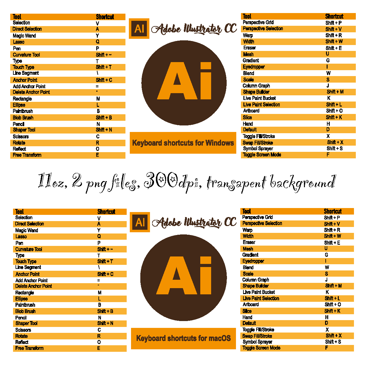 "Adobe Illustrator" 2 png file for mug, 11oz, 300 dpi, transparent background