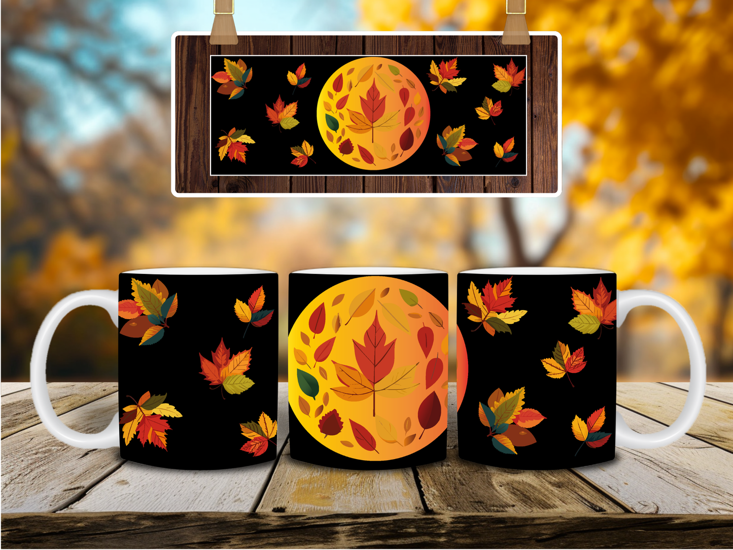 Autumn, Halloween, 11 & 15 oz mugs, 4 png files(zip) , 300 DPI, transparent background