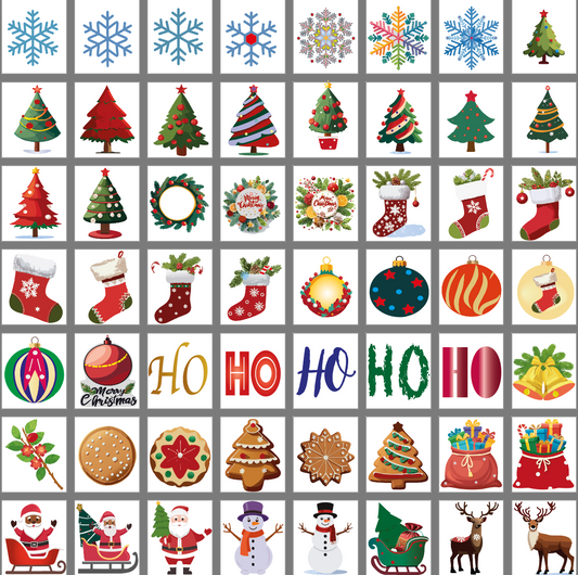 Merry Christmas, Happy New Year, 56 png files(zip), 300 DPI, transparent background