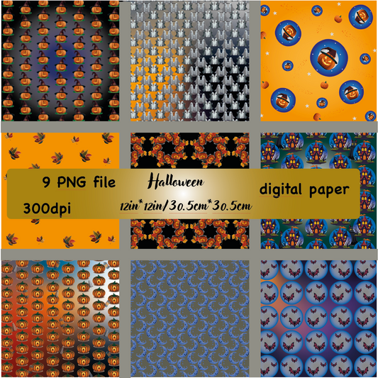 Halloween, autumn, digital paper, 12 png files(zip), 300 DPI, transparent background