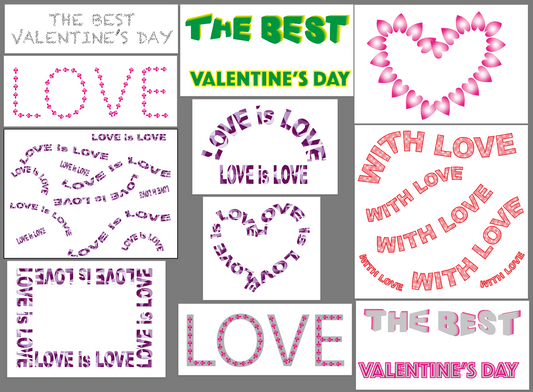 Valentine's Day clipart, 11 png files (zip), 300 DPI, transparent background