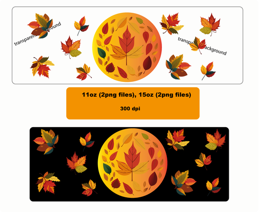 Autumn, Halloween, 11 & 15 oz mugs, 4 png files(zip) , 300 DPI, transparent background