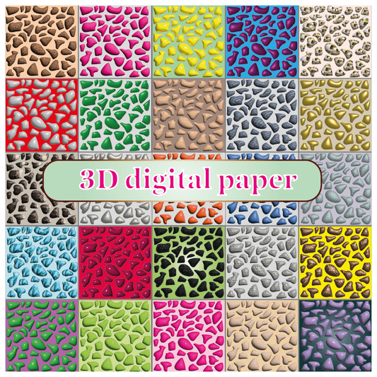 3D digital paper, 26 png files(zip), 300 DPI, transparent background