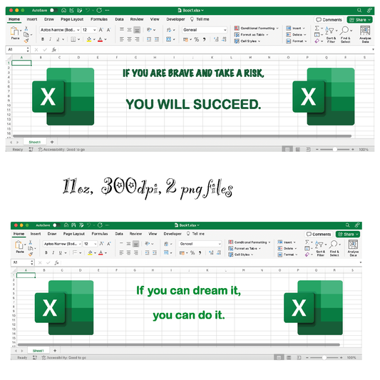 "Excel" png file for mug, 11oz, 300 dpi, transparent background