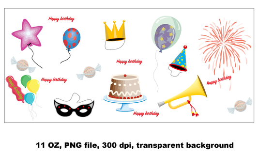 Happy birthday , 11 oz, 1 png files, 300 DPI, transparent background