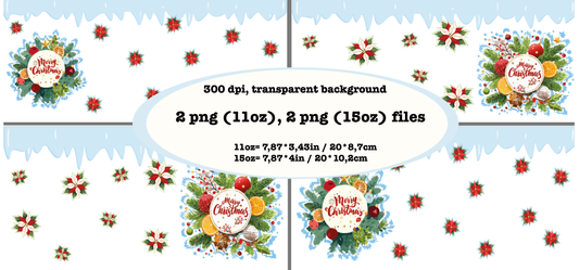 Merry Christmas, Happy New Year, 11 and 15 oz, 4 png files, 300 DPI, transparent background