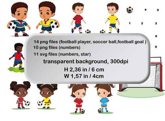 Soccer , 24 png files (2 zip), 300 DPI, transparent background